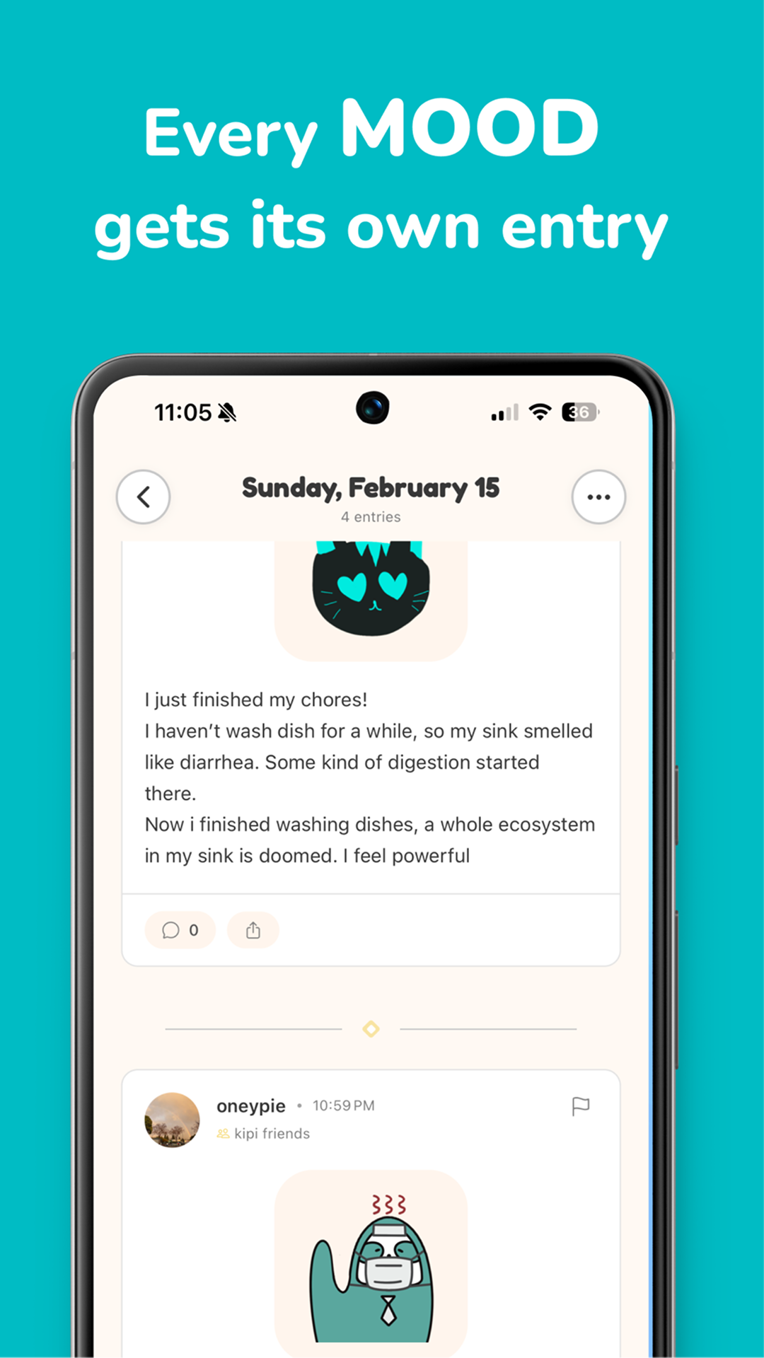 Every mood gets its own entry
